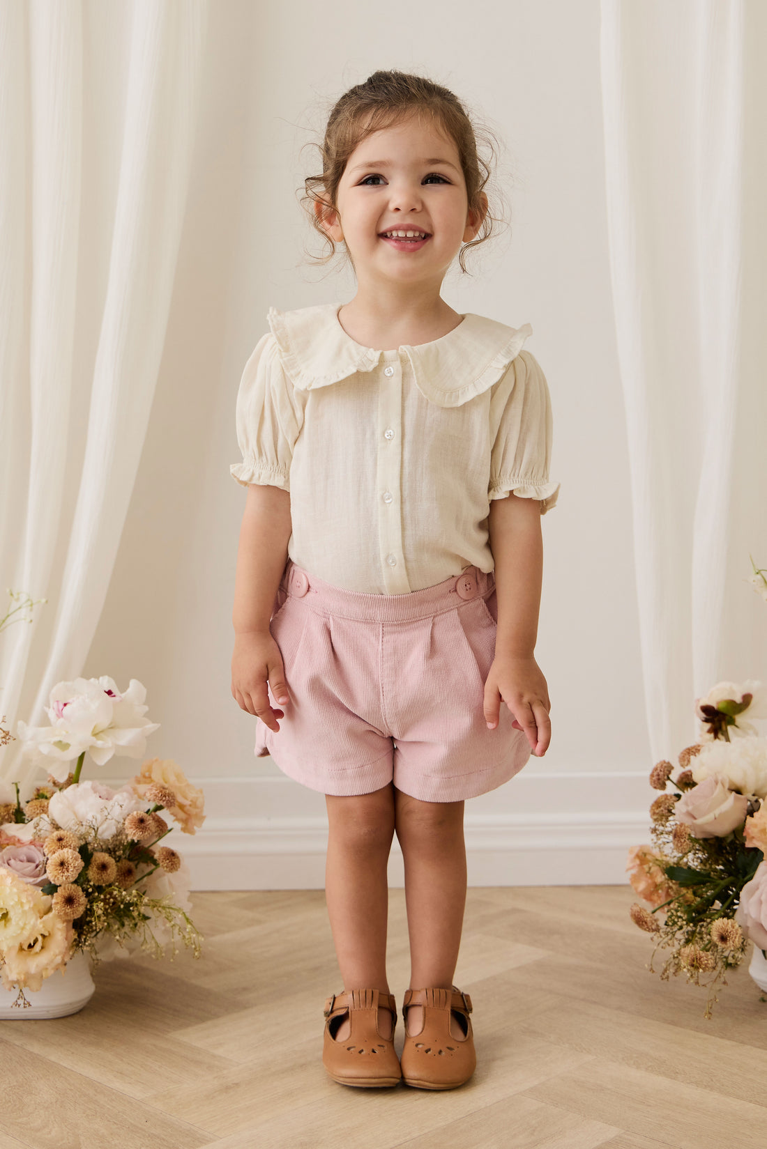 Organic Cotton Muslin Bowie Blouse - Parchment Childrens Top from Jamie Kay NZ
