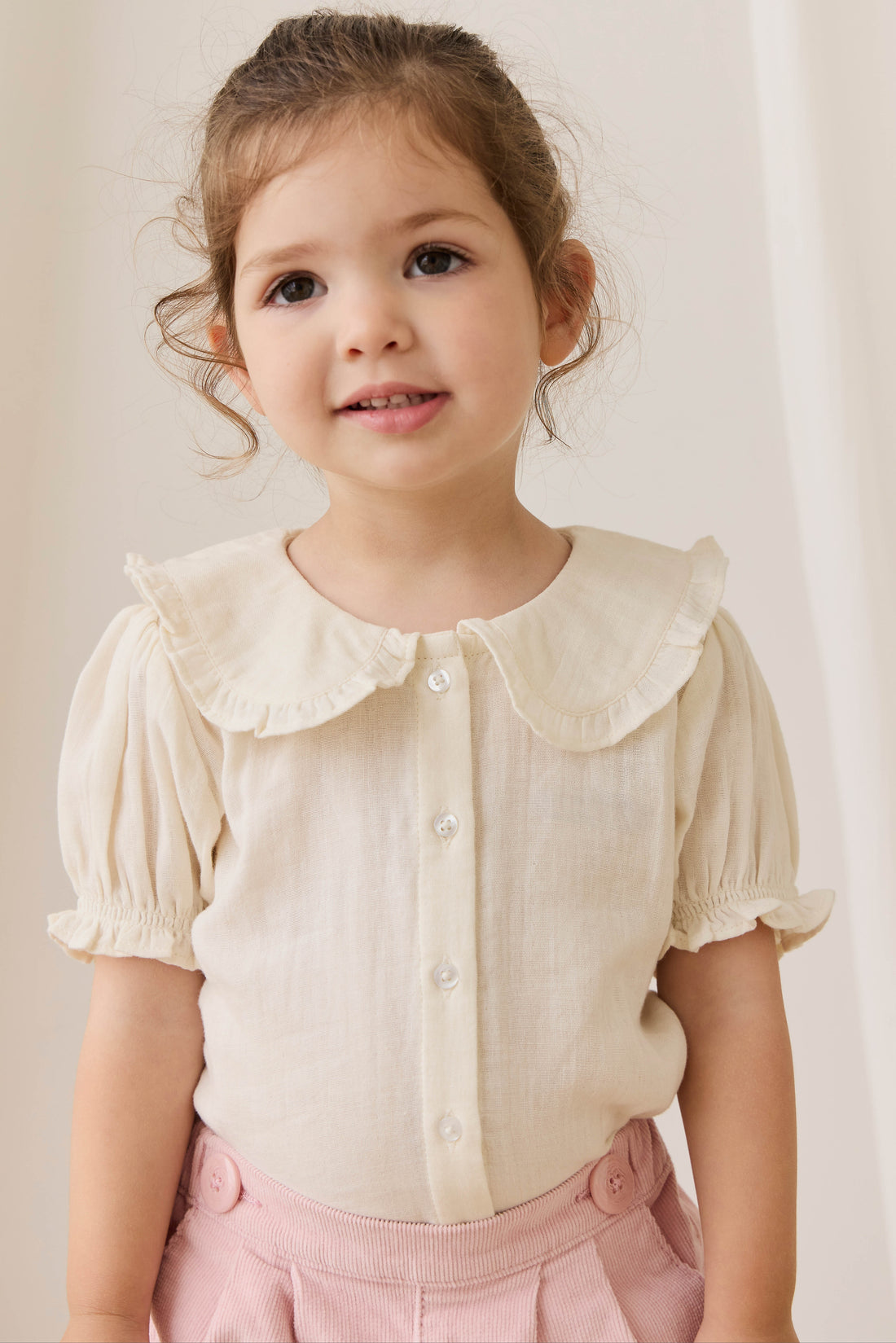 Organic Cotton Muslin Bowie Blouse - Parchment Childrens Top from Jamie Kay NZ