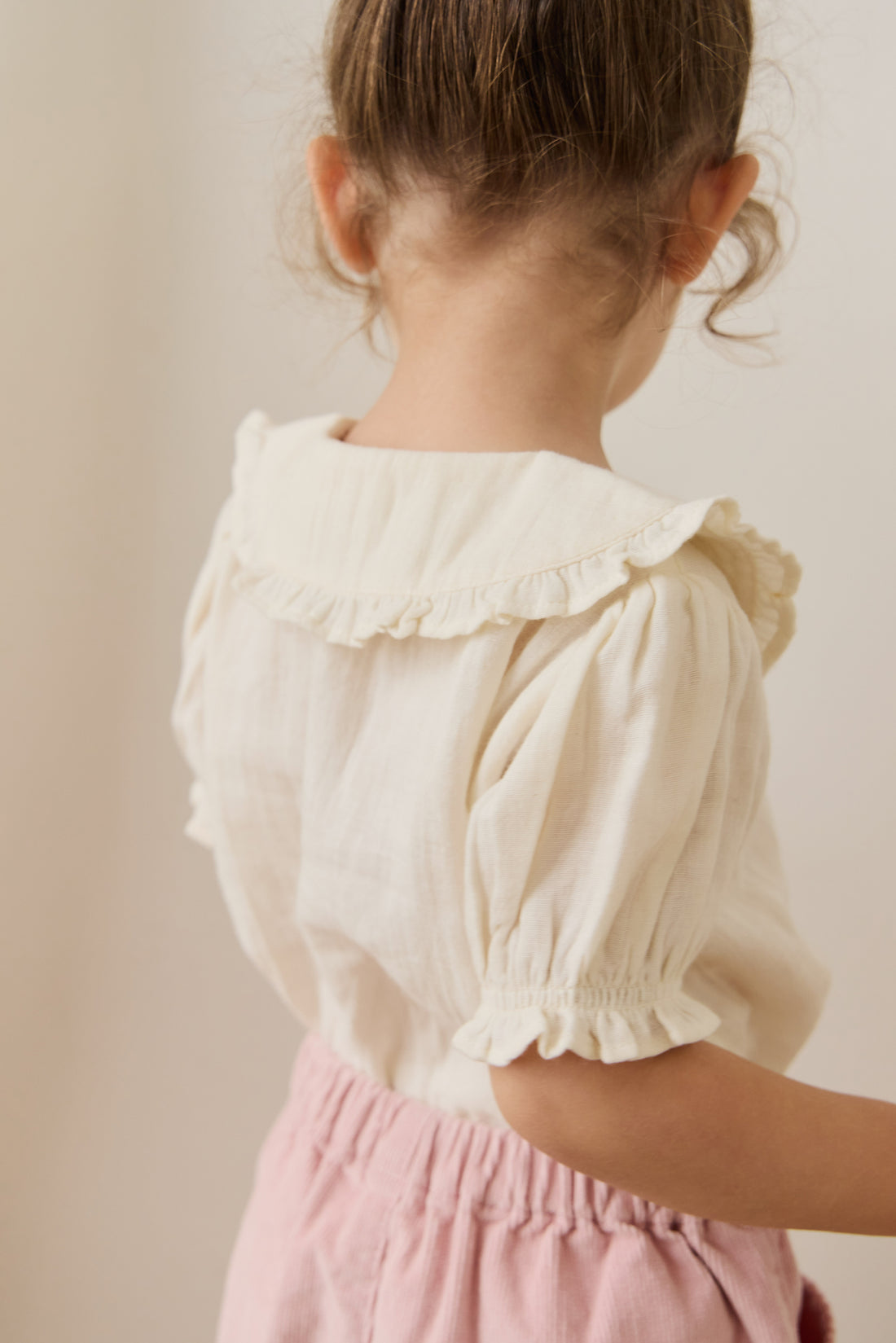 Organic Cotton Muslin Bowie Blouse - Parchment Childrens Top from Jamie Kay NZ