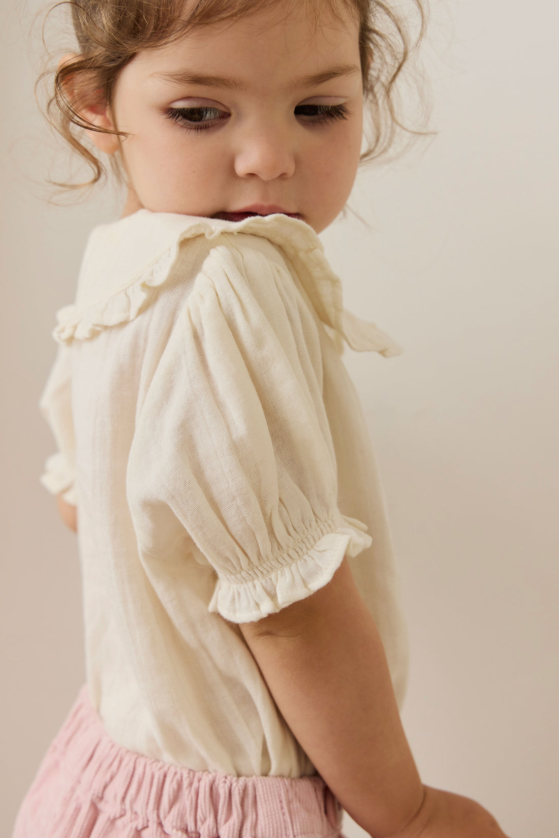 Organic Cotton Muslin Bowie Blouse - Parchment Childrens Top from Jamie Kay NZ