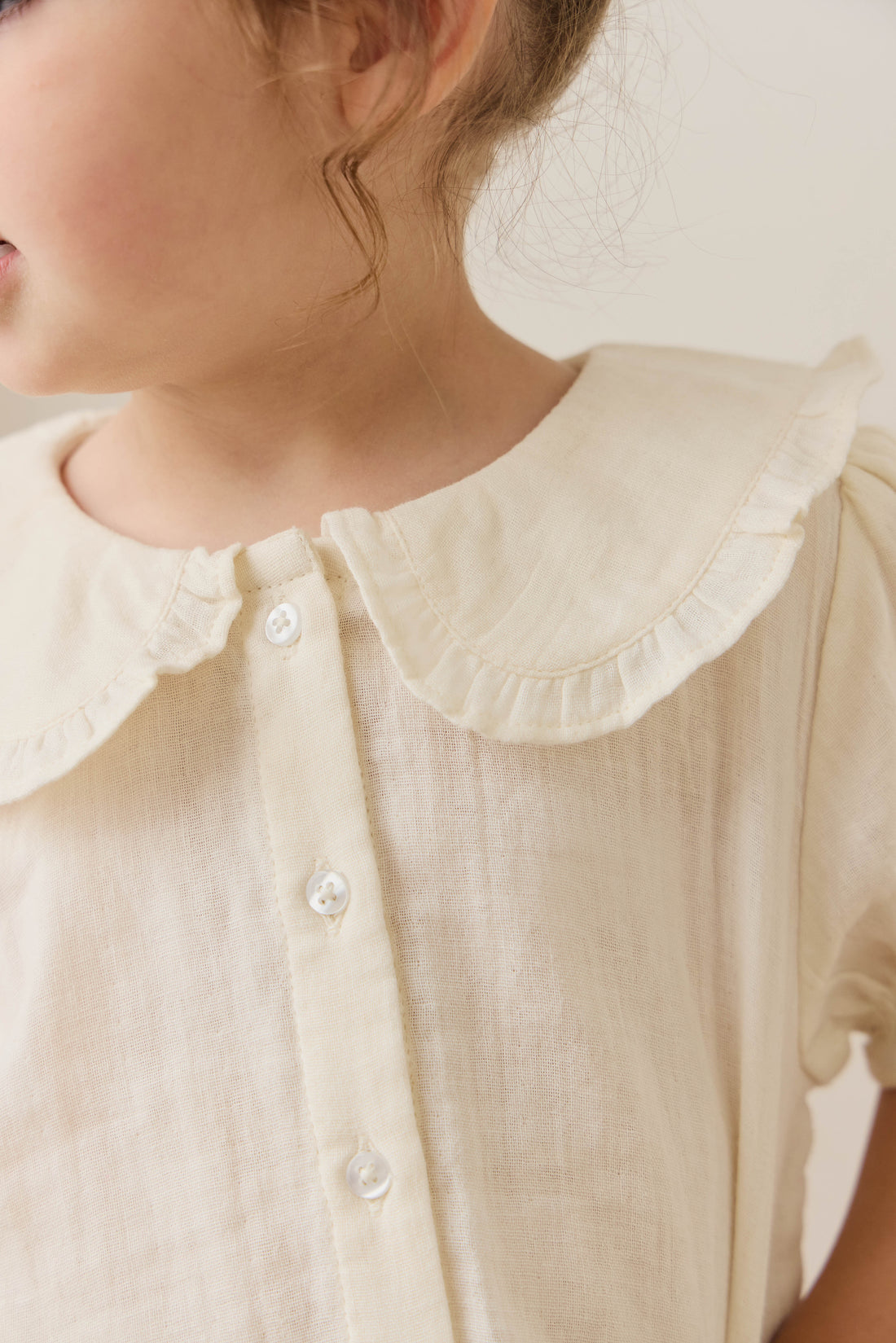 Organic Cotton Muslin Bowie Blouse - Parchment Childrens Top from Jamie Kay NZ