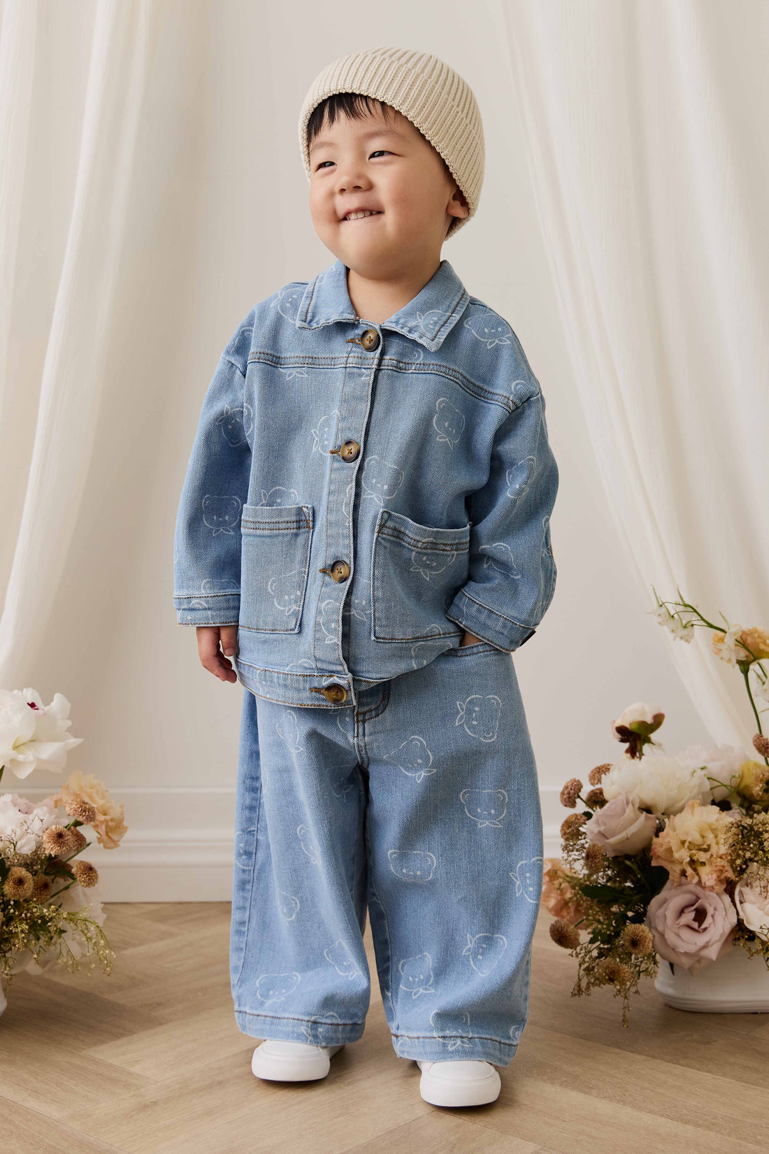 Abel Pant - Bowie Bear Denim Childrens Pant from Jamie Kay NZ
