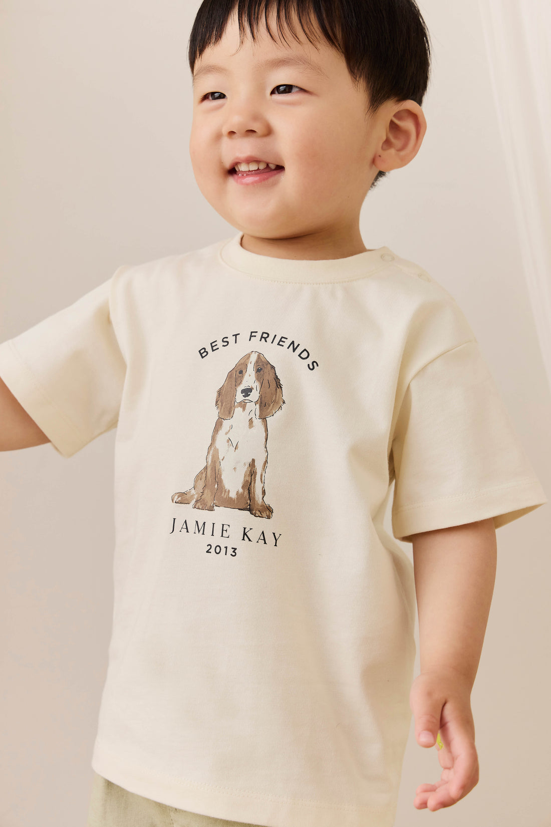 Organic Cotton Bjorn Tee - Parchment Best Friends Childrens Top from Jamie Kay NZ