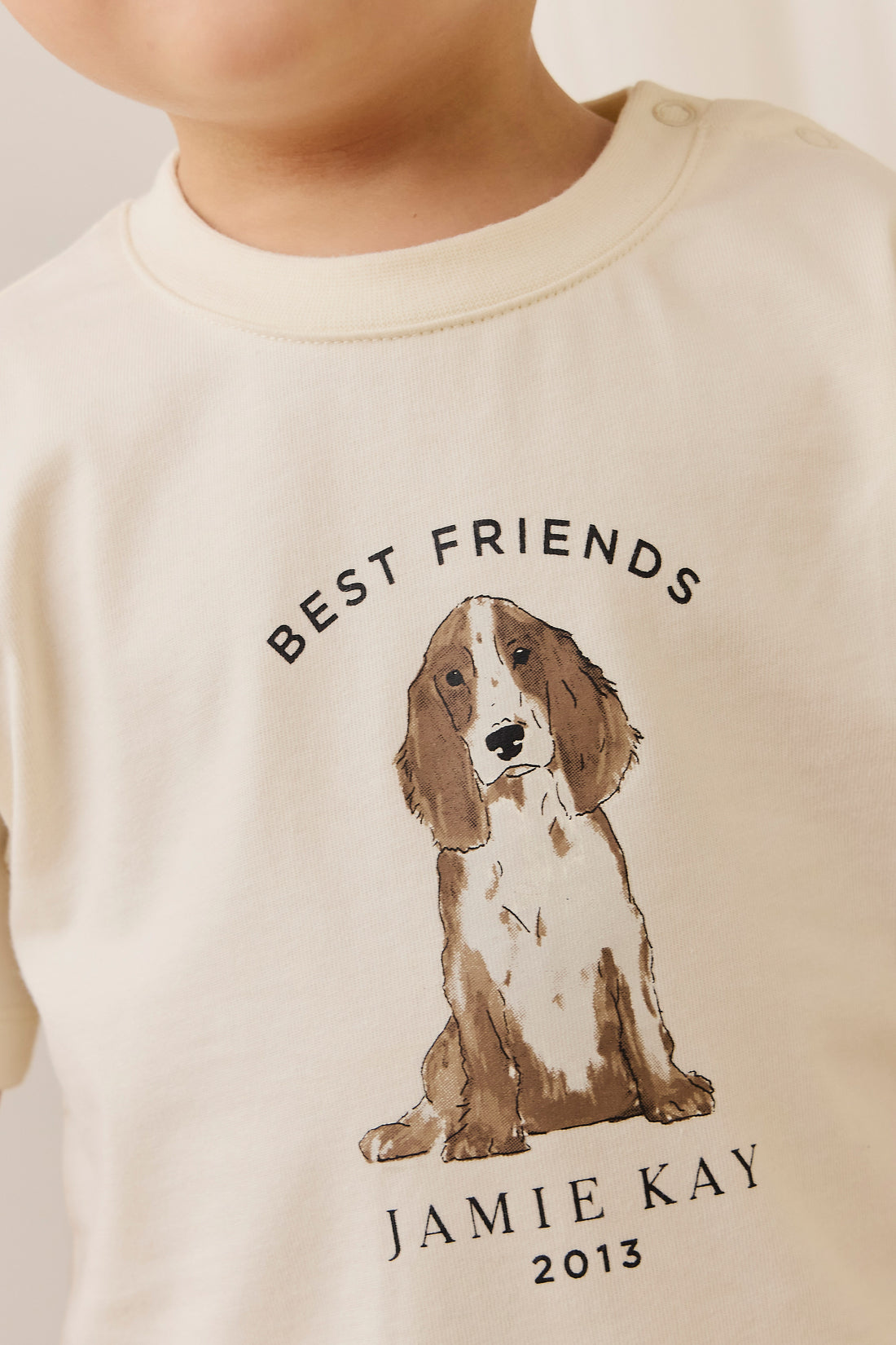 Organic Cotton Bjorn Tee - Parchment Best Friends Childrens Top from Jamie Kay NZ