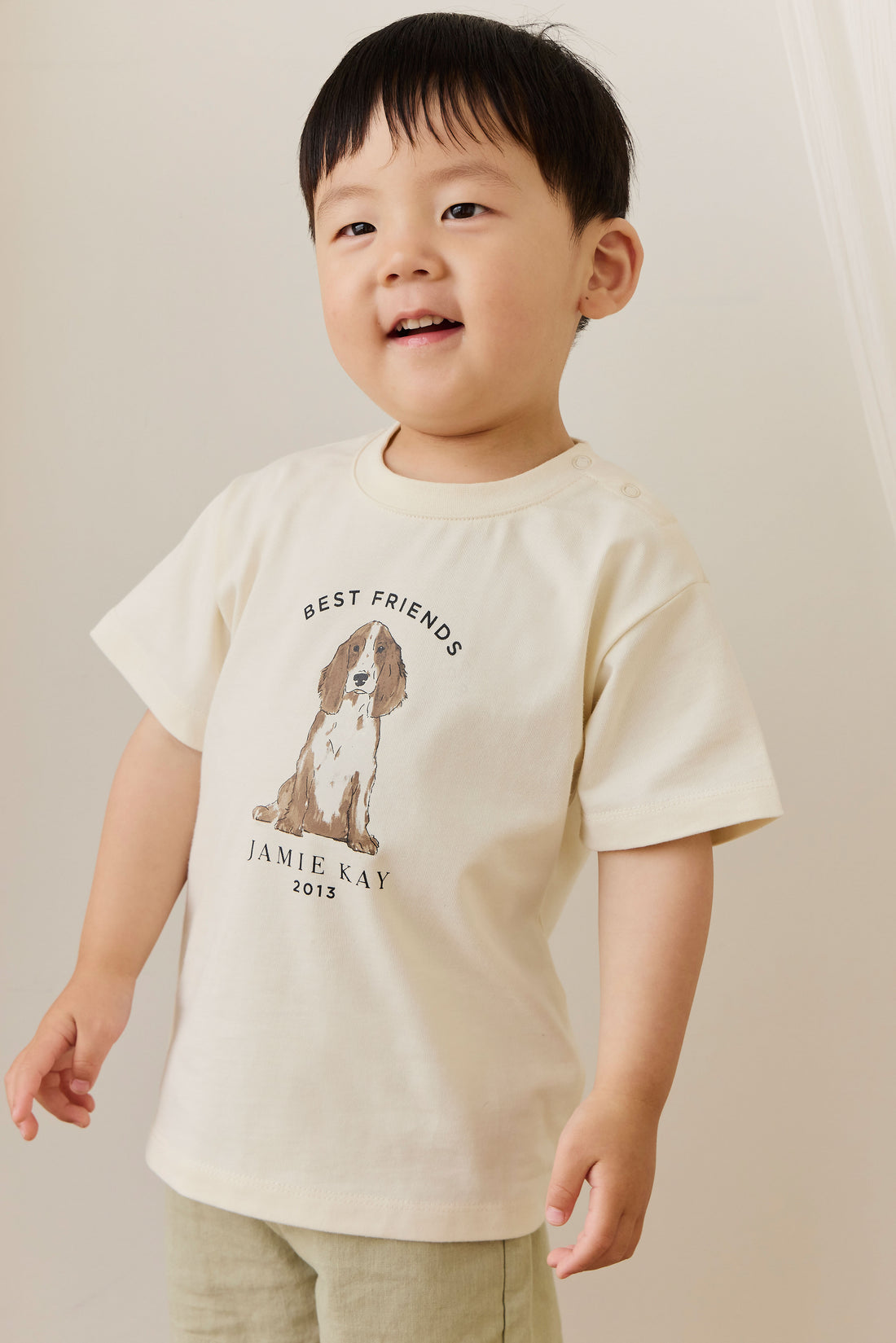 Organic Cotton Bjorn Tee - Parchment Best Friends Childrens Top from Jamie Kay NZ