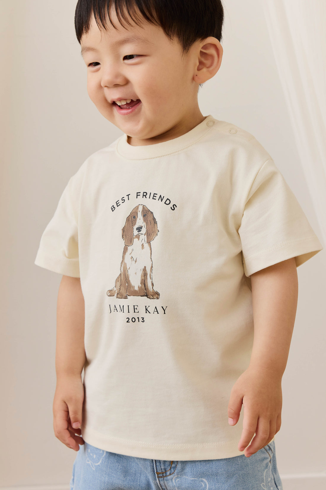 Organic Cotton Bjorn Tee - Parchment Best Friends Childrens Top from Jamie Kay NZ