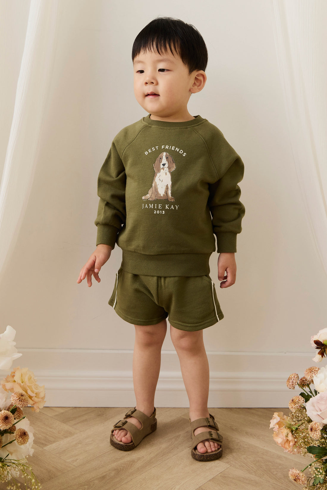 Organic Cotton Nash Short - Sicilian Olive Childrens Shorts from Jamie Kay NZ