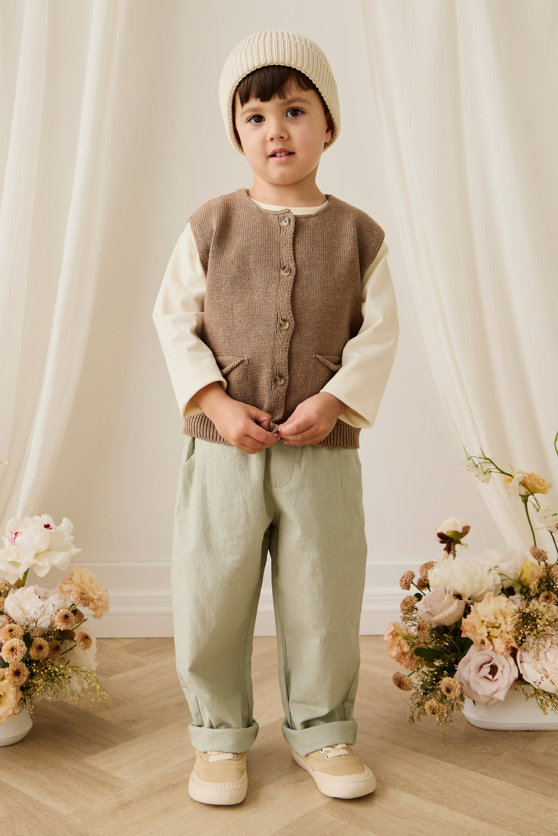 Ali Linen/Cotton Pant - Lichen Childrens Pant from Jamie Kay NZ
