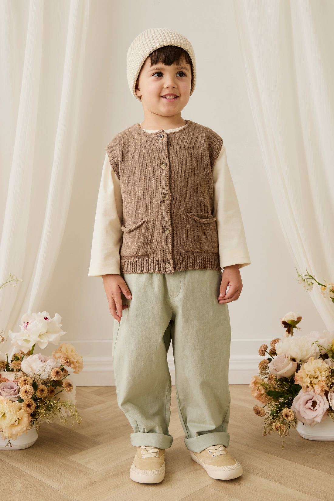 Ali Linen/Cotton Pant - Lichen Childrens Pant from Jamie Kay NZ