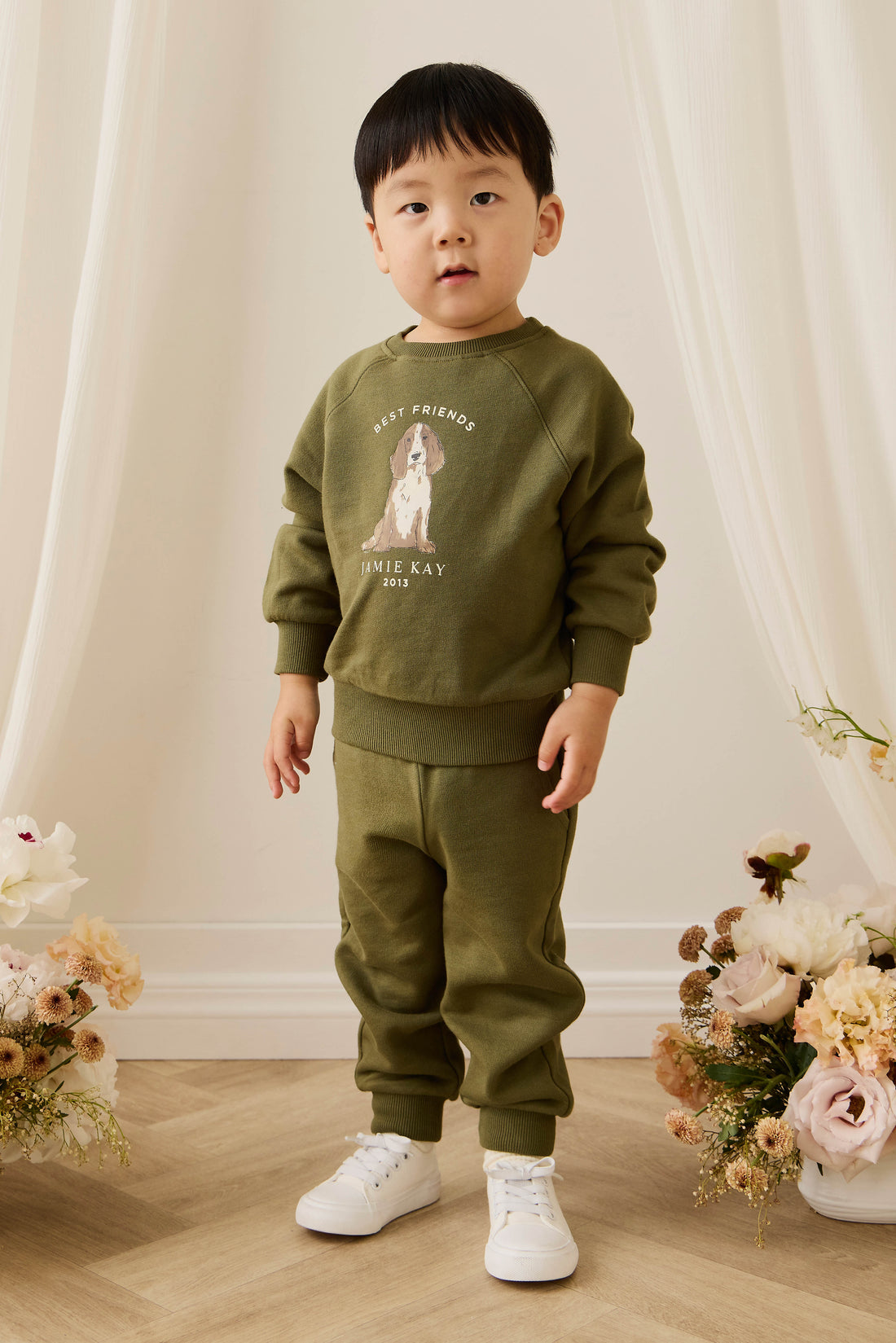 Organic Cotton Nash Track Pant - Sicilian Olive Childrens Pant from Jamie Kay NZ