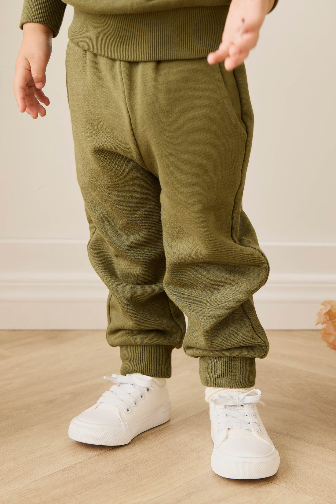 Organic Cotton Nash Track Pant - Sicilian Olive Childrens Pant from Jamie Kay NZ