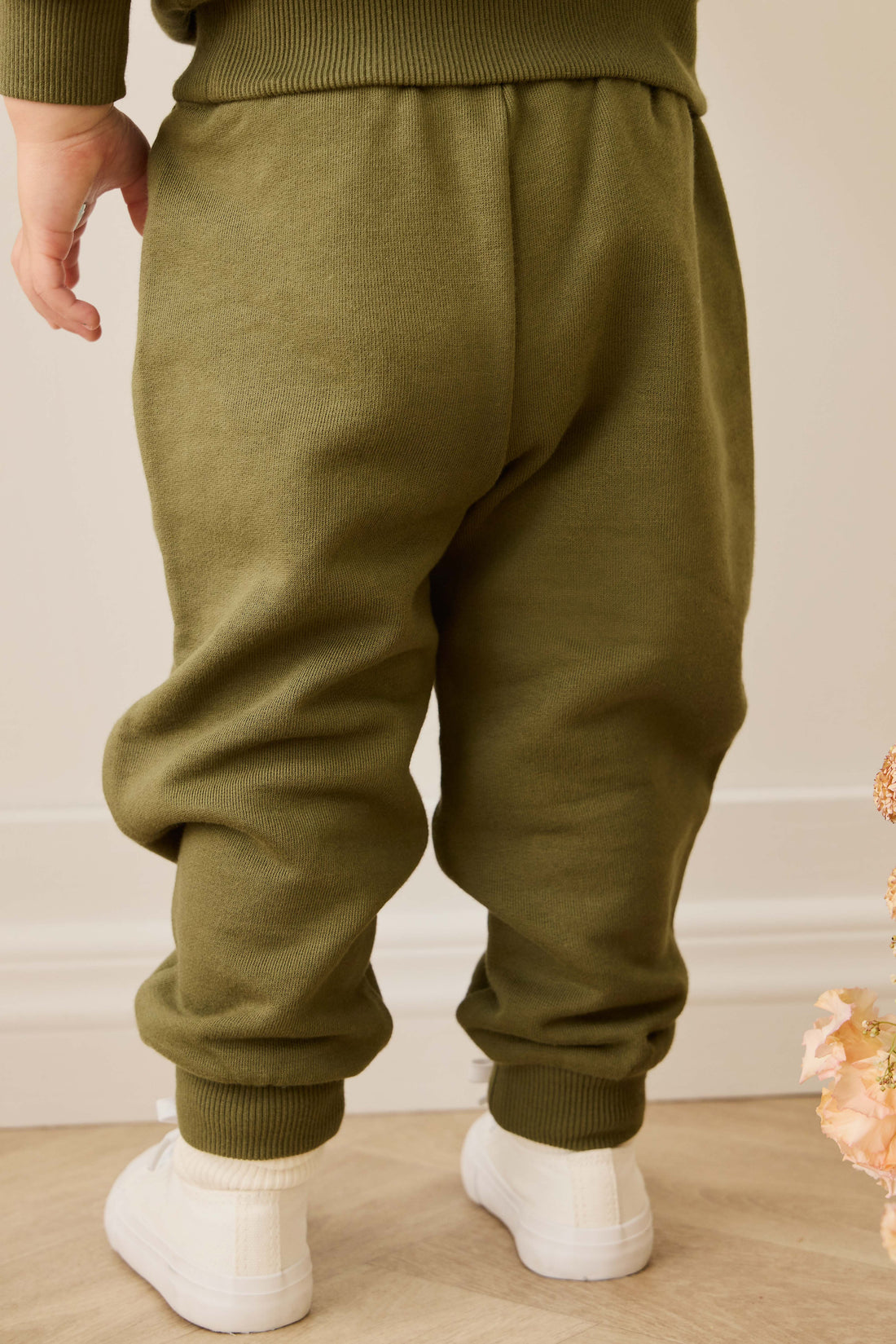 Organic Cotton Nash Track Pant - Sicilian Olive Childrens Pant from Jamie Kay NZ