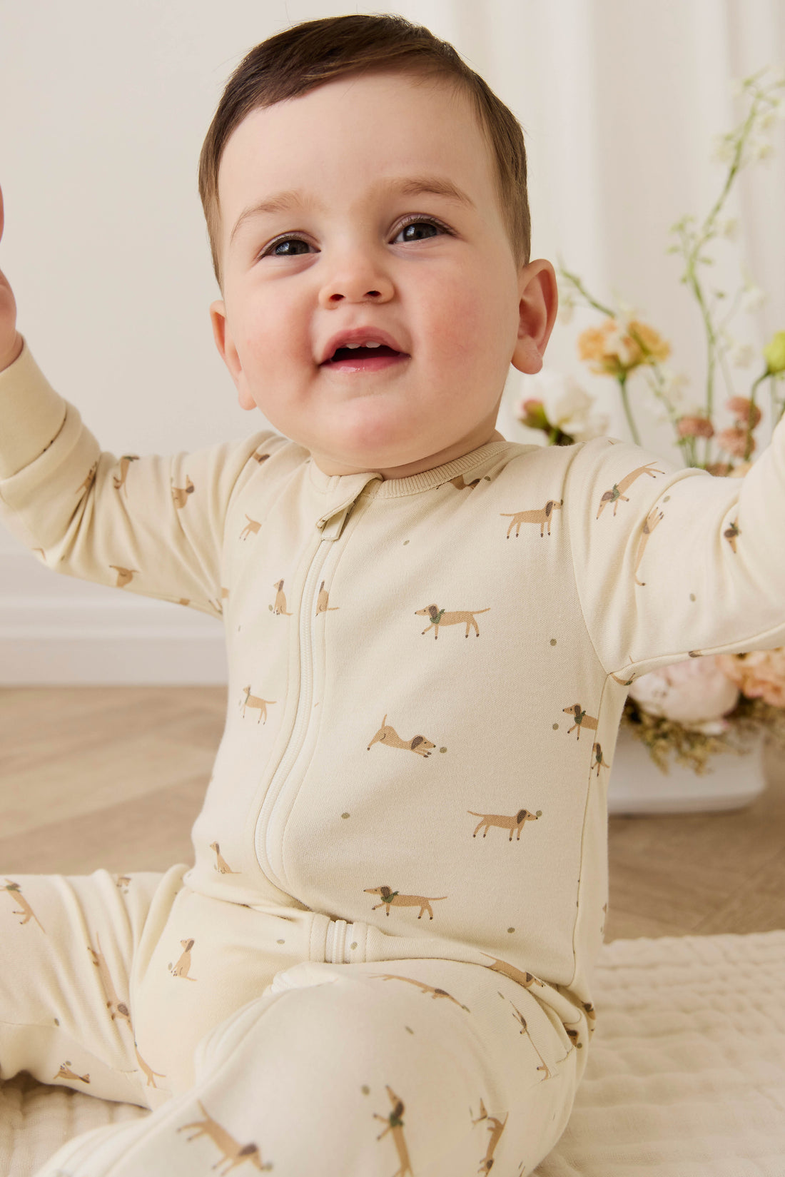 Organic Cotton Reese Zip Onepiece - Play Ball Cassava Childrens Onepiece from Jamie Kay NZ