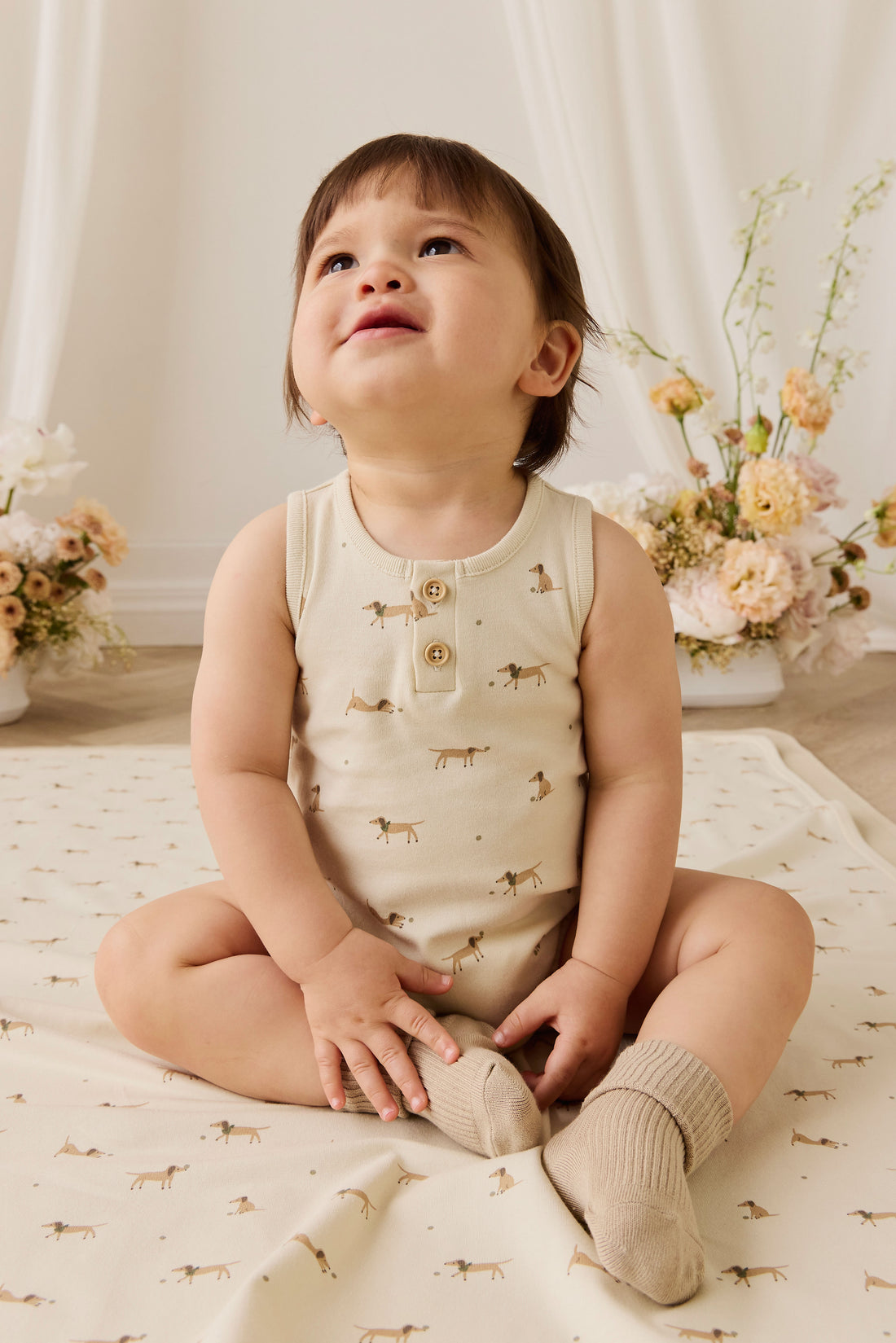 Organic Cotton Archie Playsuit - Play Ball Cassava Childrens Playsuit from Jamie Kay NZ