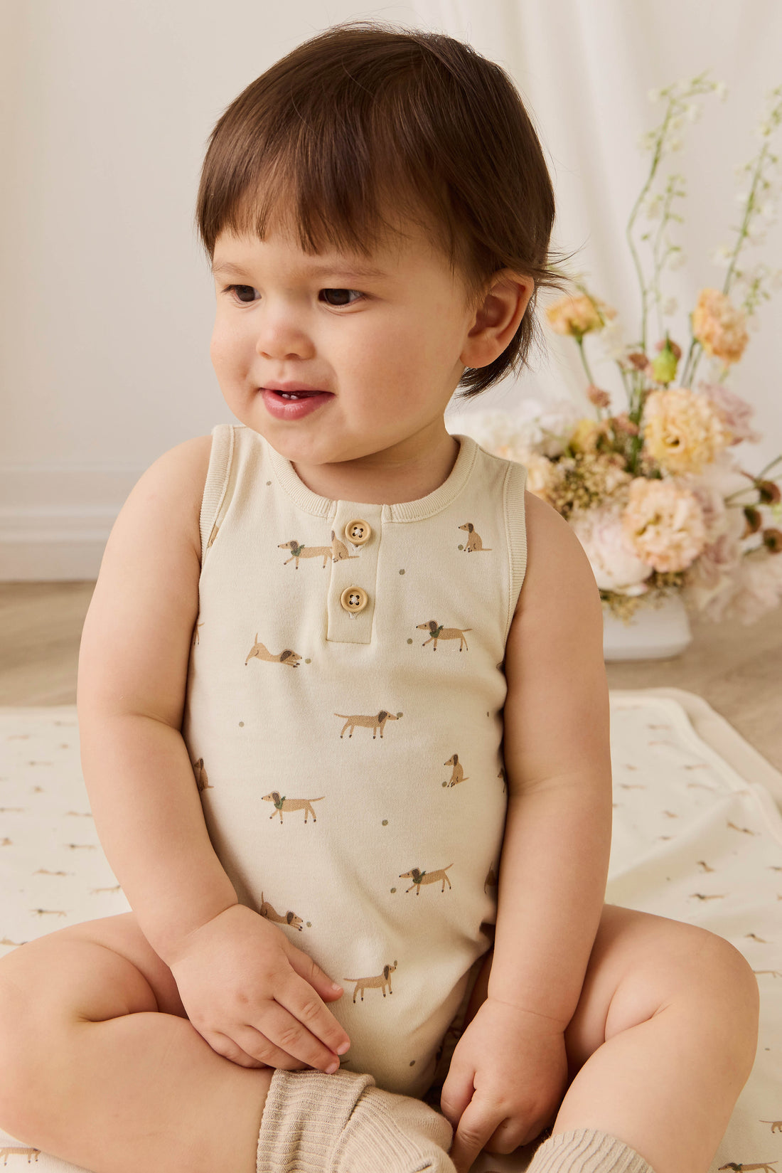 Organic Cotton Archie Playsuit - Play Ball Cassava Childrens Playsuit from Jamie Kay NZ