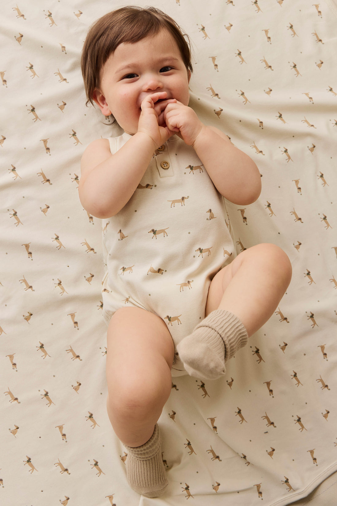 Organic Cotton Archie Playsuit - Play Ball Cassava Childrens Playsuit from Jamie Kay NZ