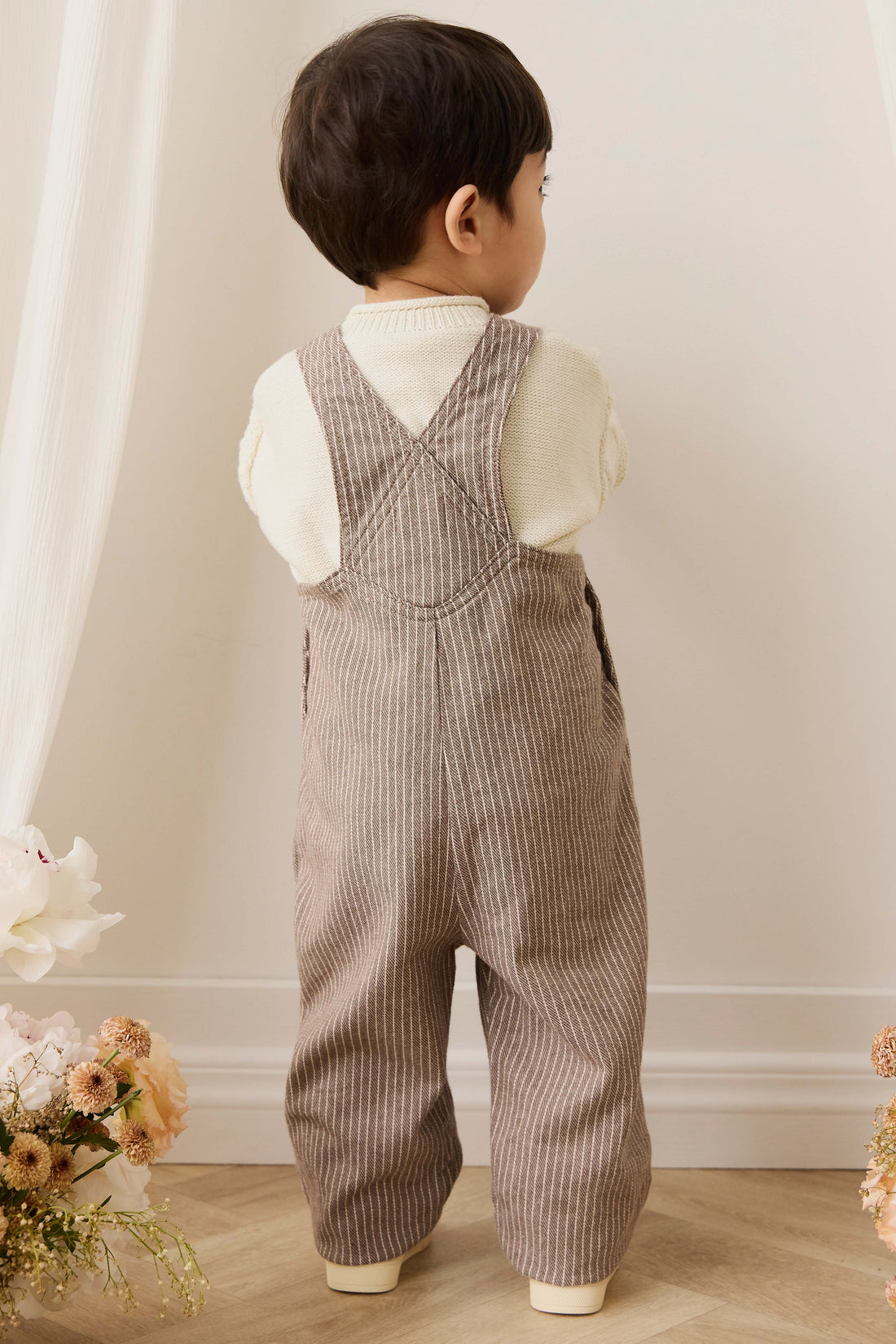 Blair Overall - Mini Pinstripe Cassava / Iroko Childrens Overall from Jamie Kay NZ
