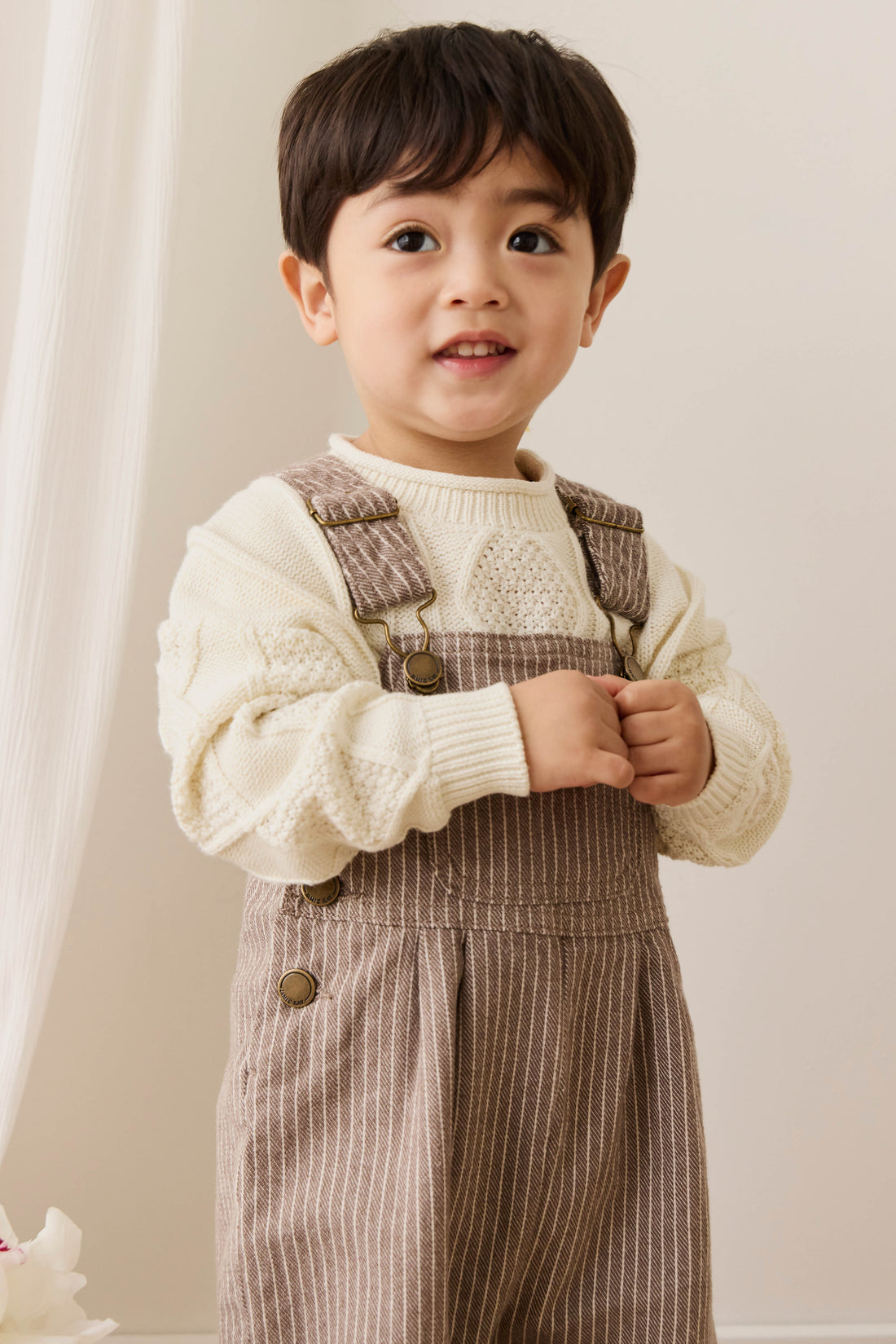 Blair Overall - Mini Pinstripe Cassava / Iroko Childrens Overall from Jamie Kay NZ