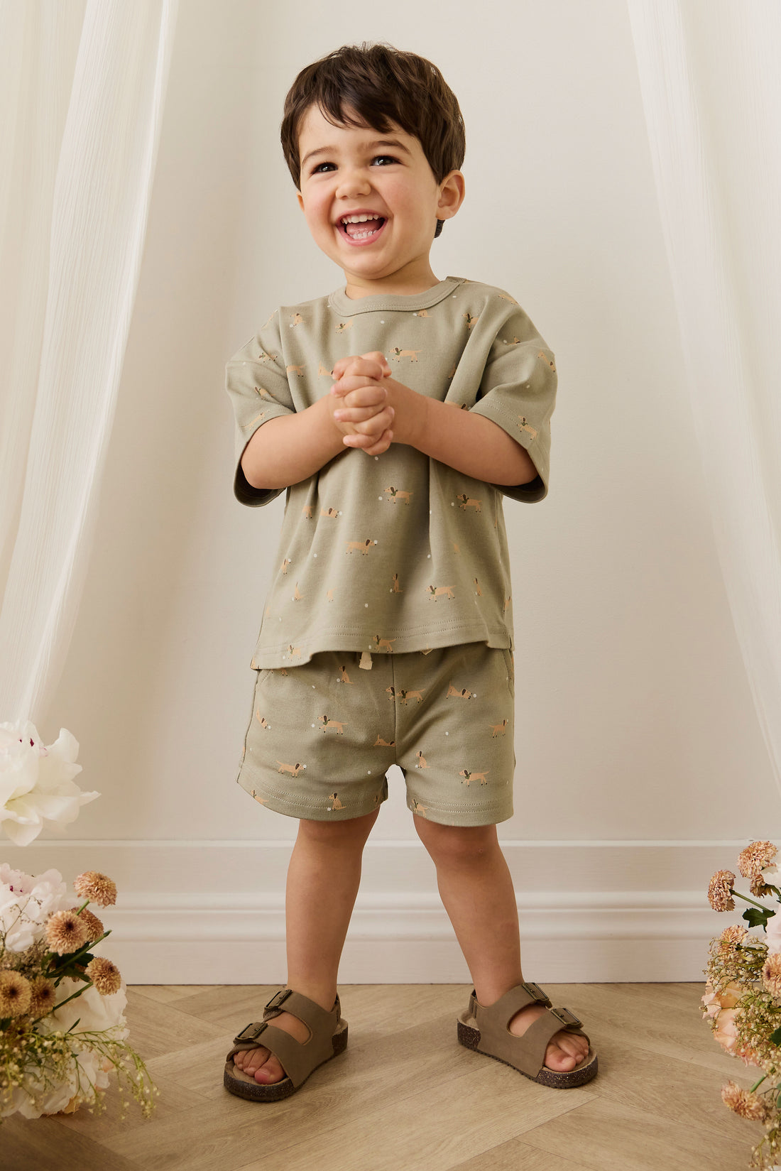 Pima Cotton Wesley Short - Play Ball Vert Childrens Short from Jamie Kay NZ