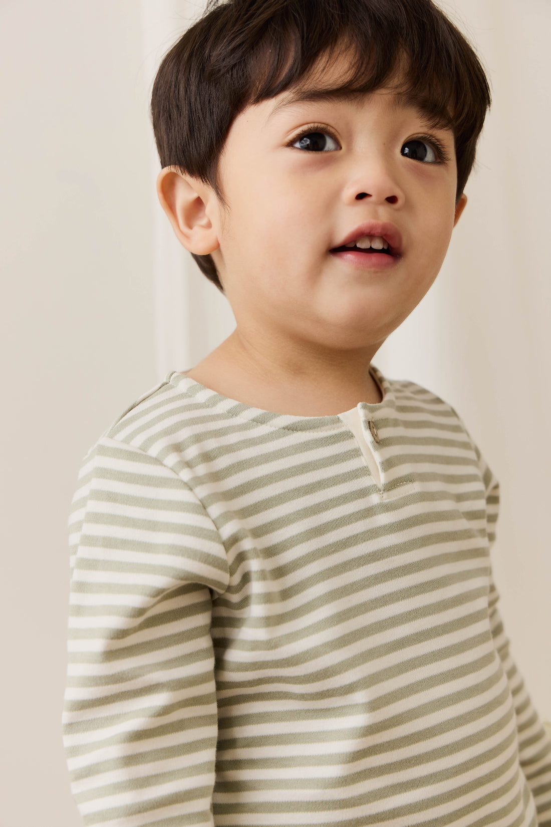 Pima Cotton Shae Top - Narrow Stripe Lichen / Cloud Childrens Top from Jamie Kay NZ
