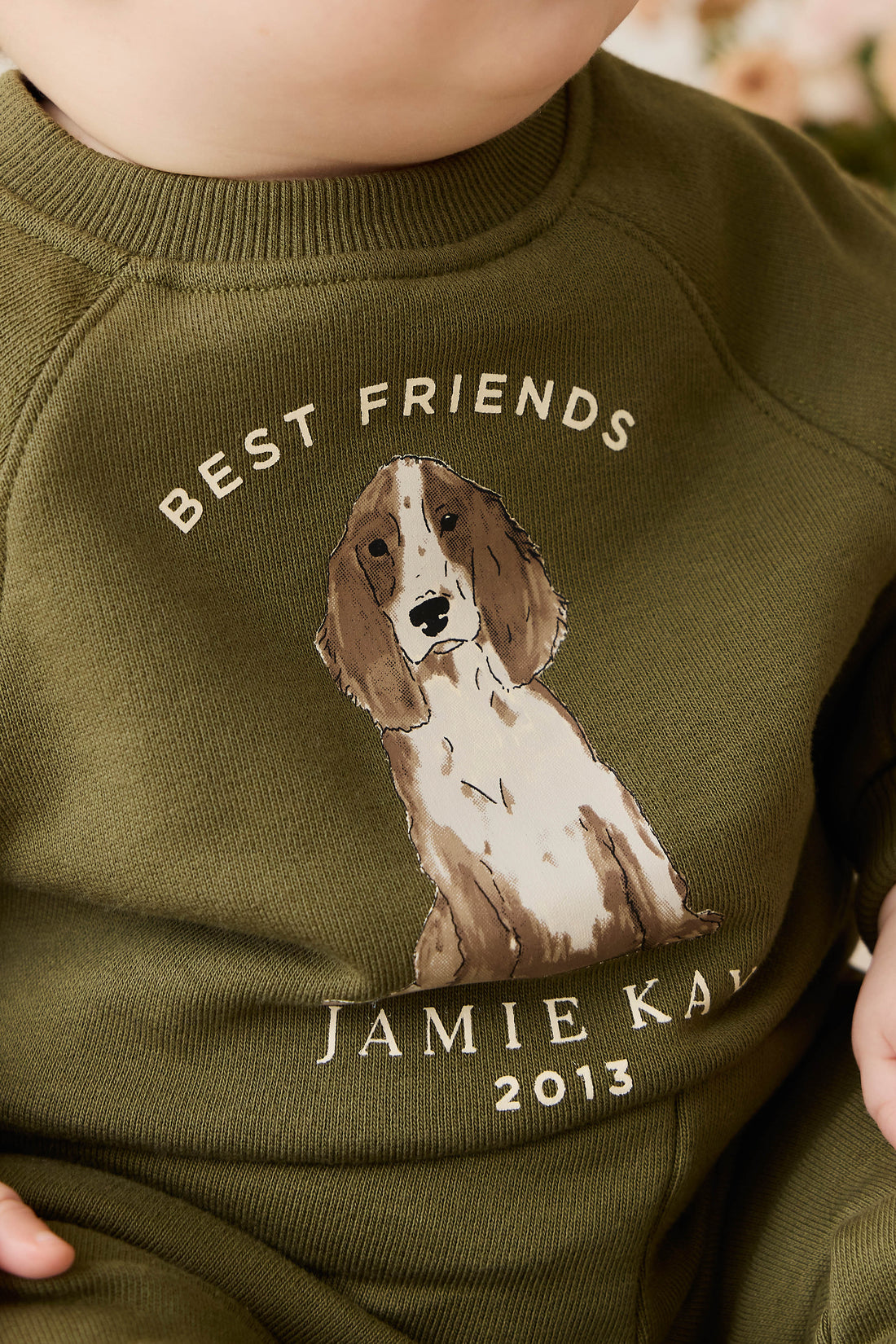 Organic Cotton Hayes Sweatshirt - Sicilian Olive Best Friends Childrens Sweatshirt from Jamie Kay NZ
