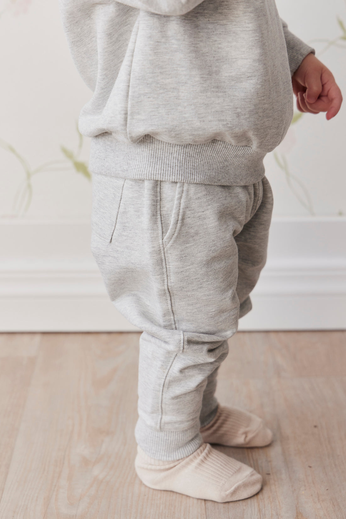 Organic Cotton Jalen Track Pant - Light Grey Marle Childrens Pant from Jamie Kay NZ