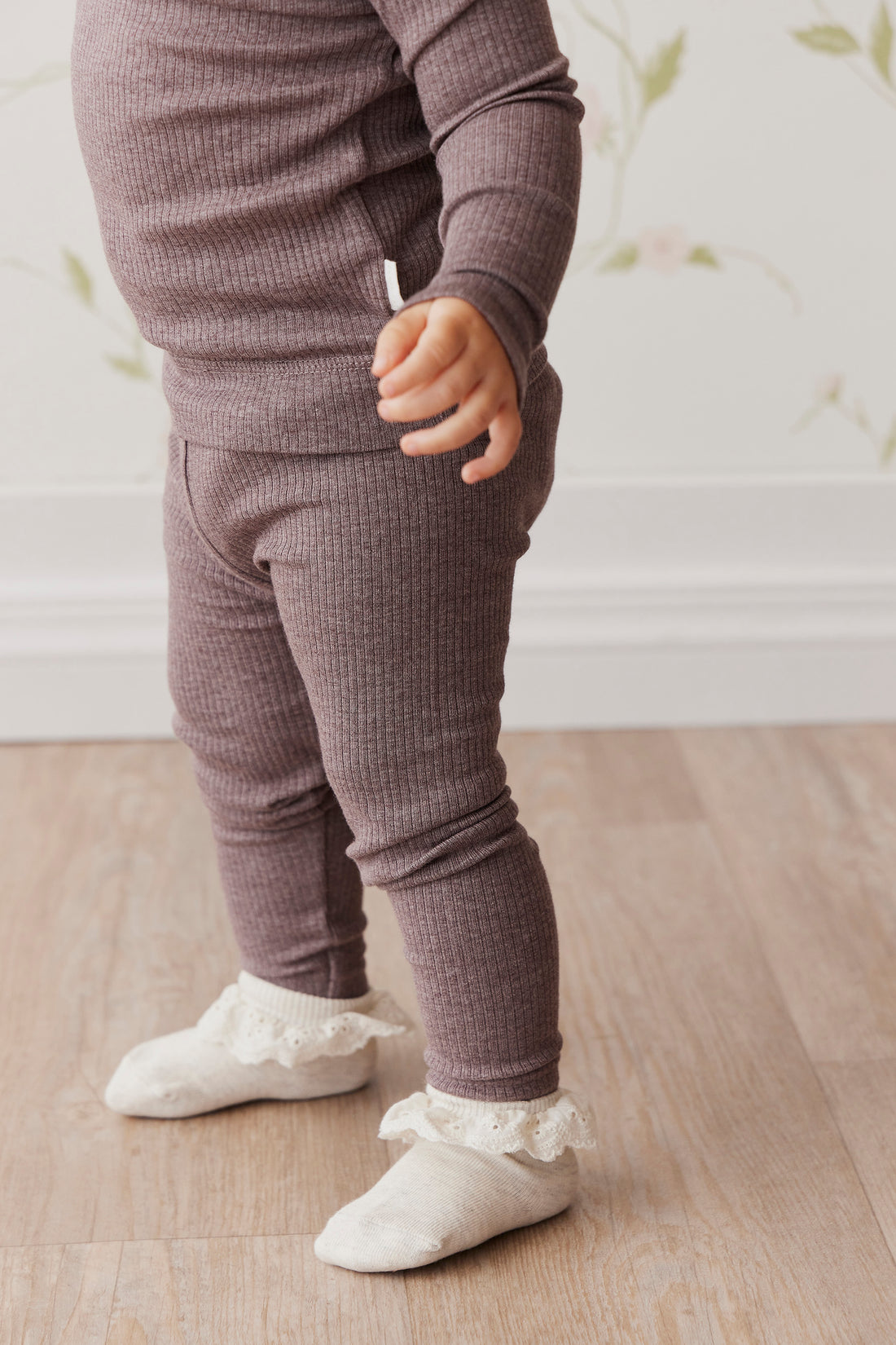 Organic Cotton Modal Elastane Legging - Truffle Marle Childrens Legging from Jamie Kay NZ