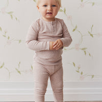 Organic Cotton Modal Elastane Legging - Powder Pink Marle Childrens Legging from Jamie Kay NZ
