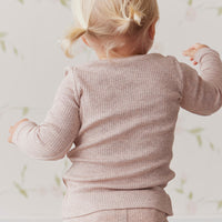 Organic Cotton Modal Long Sleeve Henley - Powder Pink Marle Childrens top from Jamie Kay NZ