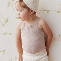 Organic Cotton Modal Singlet Bodysuit - Powder Pink Marle Childrens Bodysuit from Jamie Kay NZ