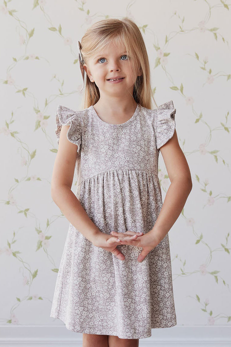 Organic Cotton Ada Dress - Greta Floral Bark Childrens Dress from Jamie Kay NZ