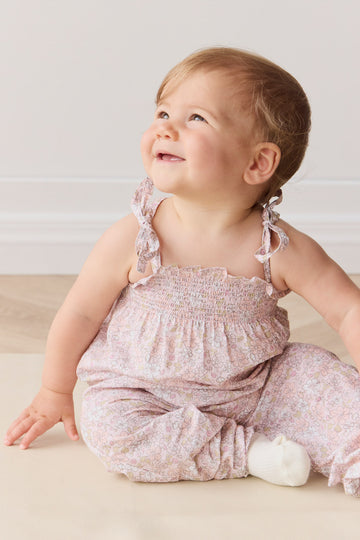 Organic Cotton Summer Playsuit - Chloe Mauve Childrens Playsuit from Jamie Kay NZ