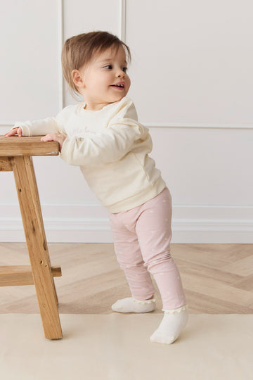 Organic Cotton Everyday Legging - Petite Heart Old Rose Childrens Legging from Jamie Kay NZ