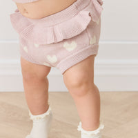 Molly Bloomer - Heart Jacquard Ballerina Marle Childrens Bloomer from Jamie Kay NZ