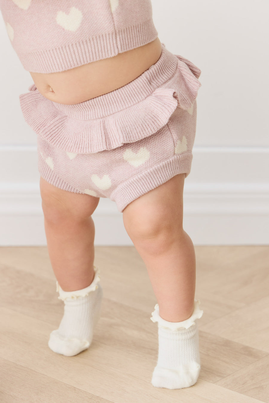 Molly Bloomer - Heart Jacquard Ballerina Marle Childrens Bloomer from Jamie Kay NZ