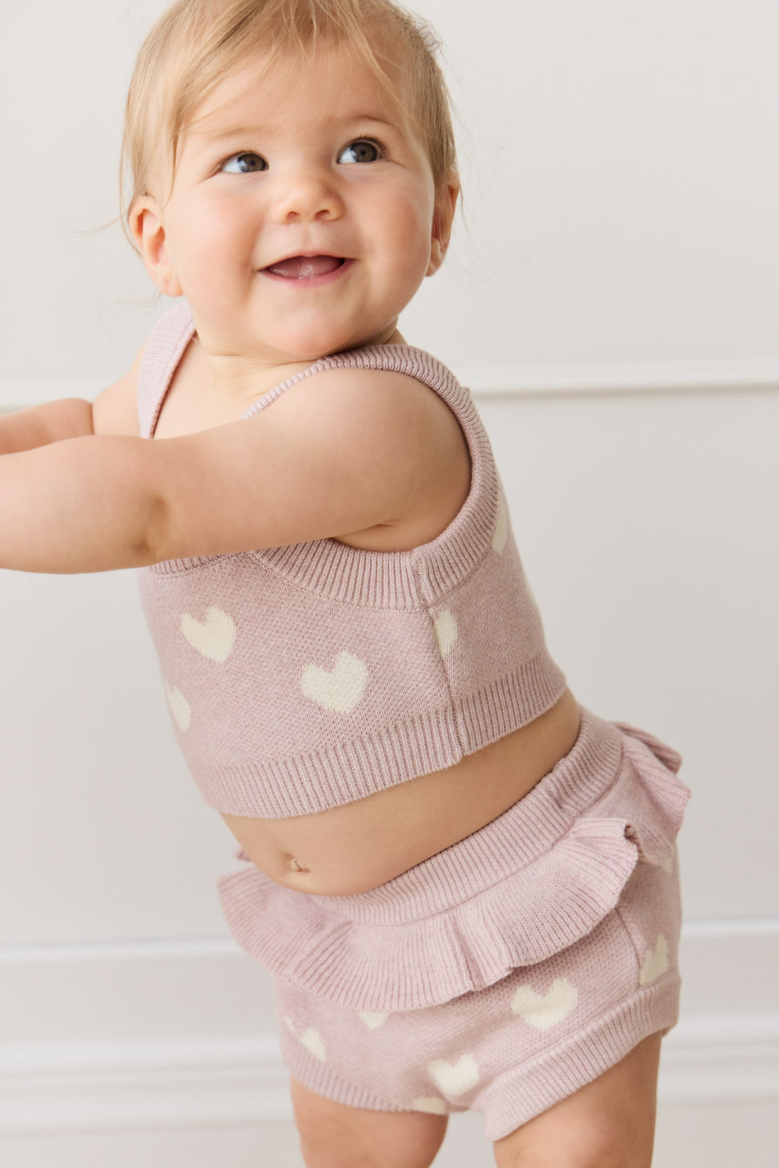 Molly Bloomer - Heart Jacquard Ballerina Marle Childrens Bloomer from Jamie Kay NZ