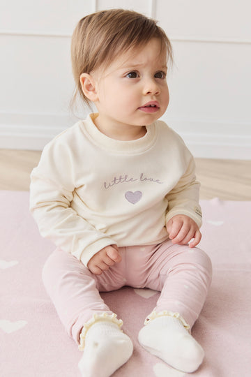 Organic Cotton Bobbie Sweatshirt - Parchment Little Love Violet Childrens Top from Jamie Kay NZ