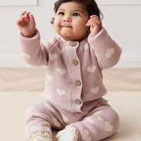 Camille Cardigan - Heart Jacquard Ballerina Marle Childrens Cardigan from Jamie Kay NZ