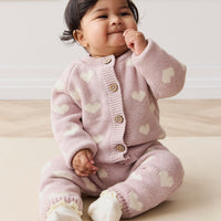 Camille Cardigan - Heart Jacquard Ballerina Marle Childrens Cardigan from Jamie Kay NZ