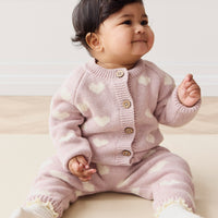 Camille Cardigan - Heart Jacquard Ballerina Marle Childrens Cardigan from Jamie Kay NZ