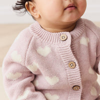 Camille Cardigan - Heart Jacquard Ballerina Marle Childrens Cardigan from Jamie Kay NZ