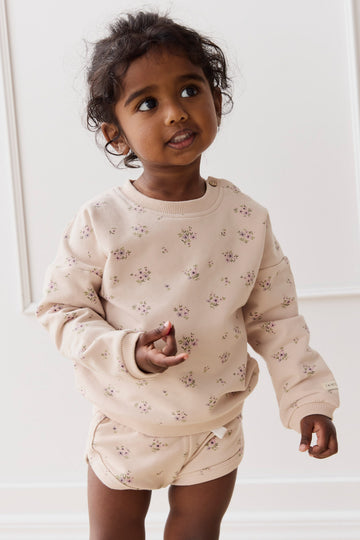 Organic Cotton Bobbie Sweatshirt - Goldie Bouquet Pink Tint Childrens Top from Jamie Kay NZ