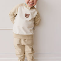 Organic Cotton Jalen Track Pant - Biscuit Childrens Pant from Jamie Kay NZ