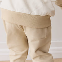 Organic Cotton Jalen Track Pant - Biscuit Childrens Pant from Jamie Kay NZ