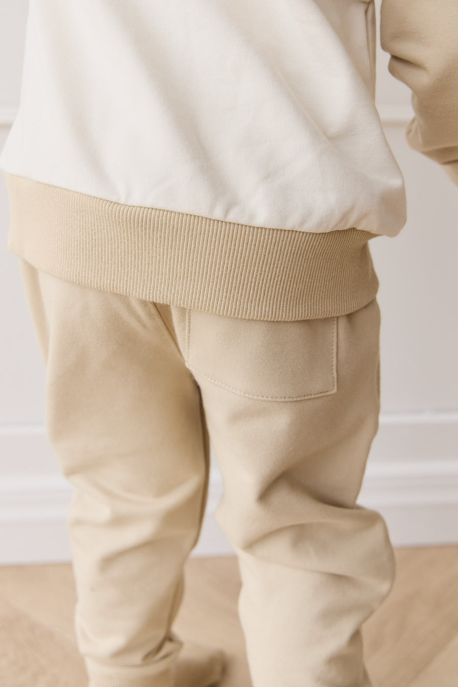 Organic Cotton Jalen Track Pant - Biscuit Childrens Pant from Jamie Kay NZ