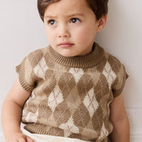 Marcus Knit Vest - Marcus Jacquard Pecan Childrens Vest from Jamie Kay NZ