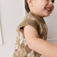 Marcus Knit Vest - Marcus Jacquard Pecan Childrens Vest from Jamie Kay NZ