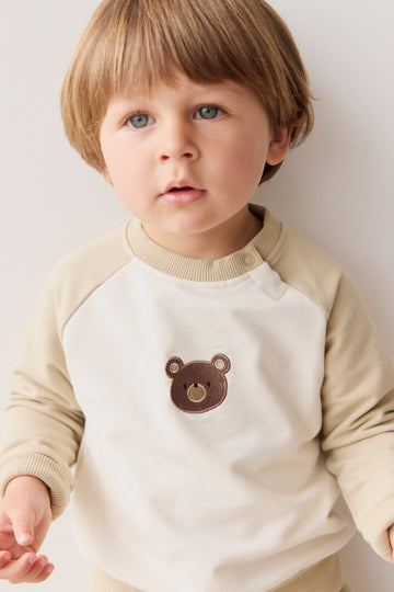 Organic Cotton Tao Sweatshirt - Biscuit/Cloud Bobbie Bear Childrens Top from Jamie Kay NZ