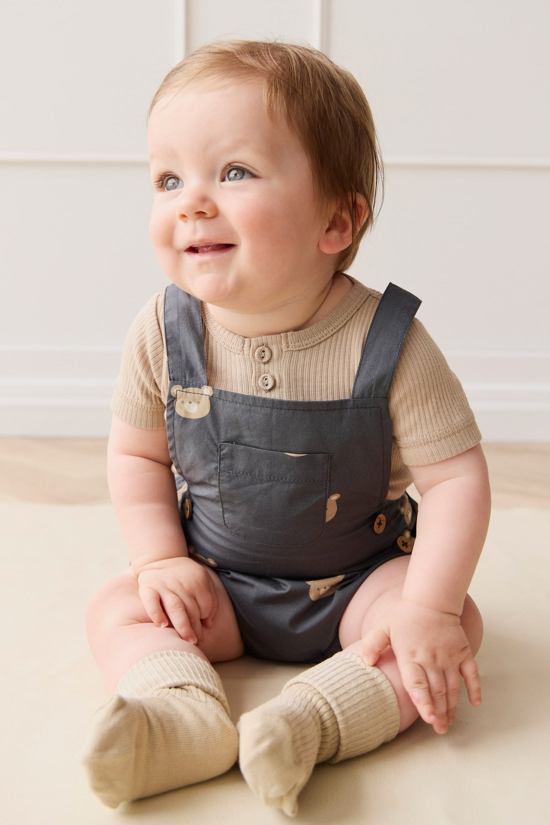 Organic Cotton Robin Playsuit - Bobbie Bears Shadow Childrens Playsuit from Jamie Kay NZ