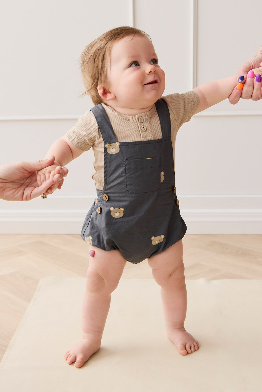 Organic Cotton Robin Playsuit - Bobbie Bears Shadow Childrens Playsuit from Jamie Kay NZ